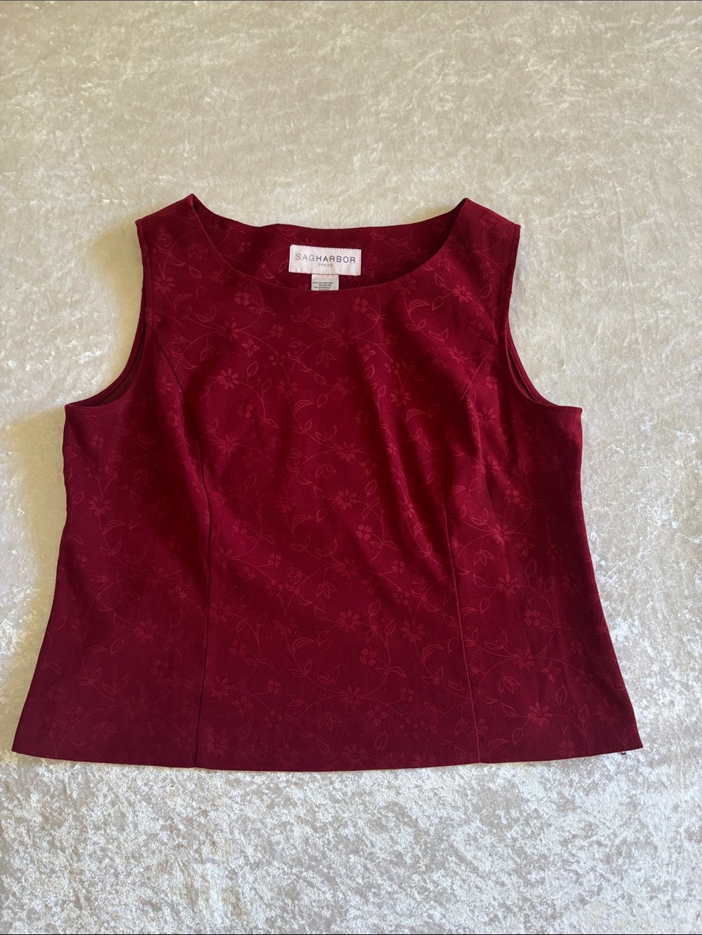 Sag Harbor Sleeveless Jacquard Camisole in Burgundy